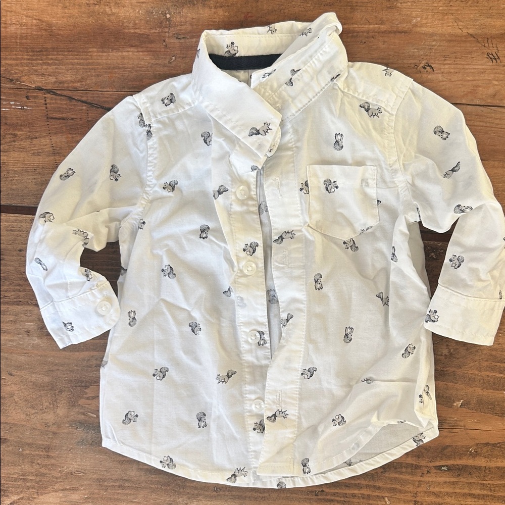 Kids White Printed Shirt